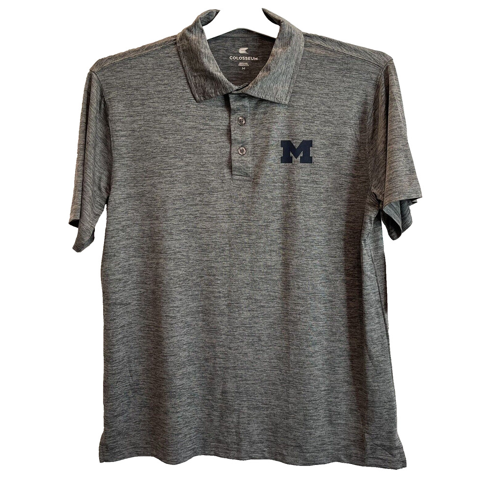 Michigan Wolverines Grey Polo, Medium, Gray 🔥NEW🔥Colosseum